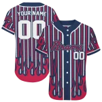 personalized atlanta braves blazing stripes navy jersey best selling