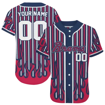 personalized atlanta braves blazing stripes navy jersey best selling