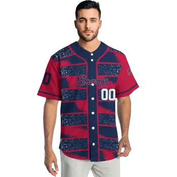 personalized atlanta braves edgy stripes navy jersey fashion forward
