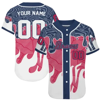personalized atlanta braves pattern drip navy white jersey best selling