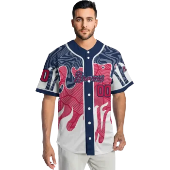 personalized atlanta braves pattern drip navy white jersey fashion forward