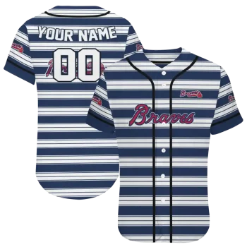 personalized atlanta braves stripe layers navy white jersey best selling