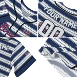 personalized atlanta braves stripe layers navy white jersey best selling