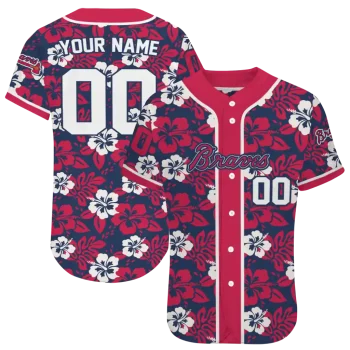 personalized atlanta braves tropical hibiscus red jersey best selling