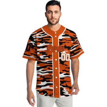 personalized baltimore orioles camo splash orange jersey fashion forward