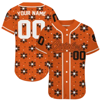 personalized baltimore orioles snowflake festive orange jersey best selling