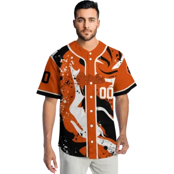 personalized baltimore orioles splash swirl orange jersey fashion forward