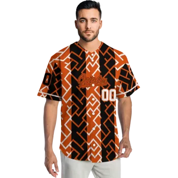 personalized baltimore orioles squares grid orange jersey fashion forward
