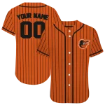 personalized baltimore orioles stripe pattern orange jersey best selling