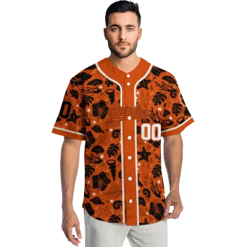 personalized baltimore orioles tropical hibiscus seashells orange jersey fashion forward