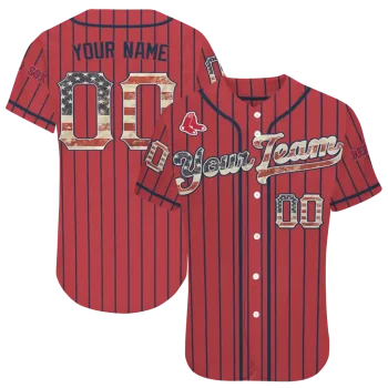 personalized boston red sox vertical stripes red jersey best selling