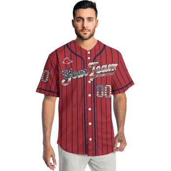 personalized boston red sox vertical stripes red jersey fashion forward