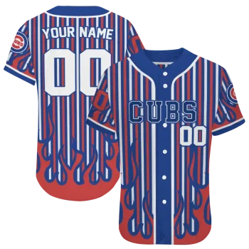 personalized chicago cubs blazing stripes blue jersey best selling