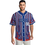 personalized chicago cubs blazing stripes blue jersey best selling