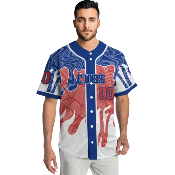 personalized chicago cubs pattern drip blue white jersey fashion forward
