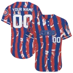 personalized chicago cubs stripe paint blue jersey best selling