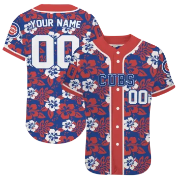 personalized chicago cubs tropical hibiscus red jersey best selling