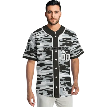 personalized chicago white sox camo splash black jersey fashion forward