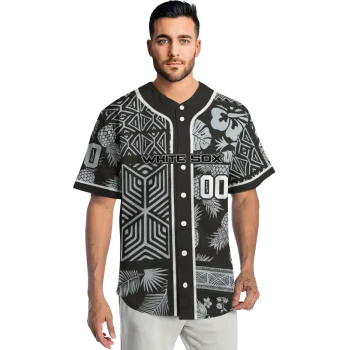 personalized chicago white sox pineapple palm geo black jersey fashion forward