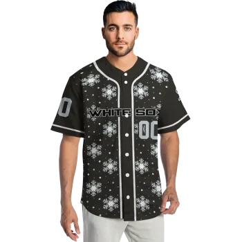 personalized chicago white sox snowflake festive black jersey fashion forward