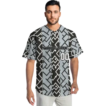 personalized chicago white sox squares grid black jersey fashion forward