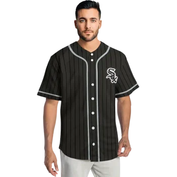 personalized chicago white sox stripe pattern black jersey fashion forward