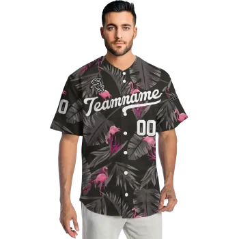 personalized chicago white sox tropical flamingo black jersey fashion forward