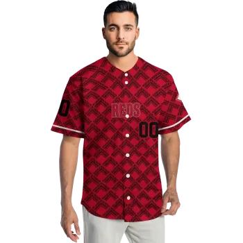 personalized cincinnati reds chevron interlock red jersey fashion forward
