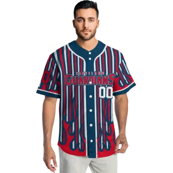 personalized cleveland guardians blazing stripes navy blue jersey fashion forward
