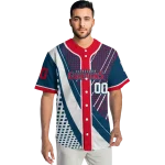 personalized cleveland guardians curved stripes navy blue white jersey best selling