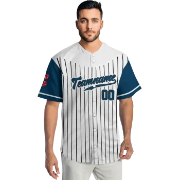 personalized cleveland guardians pinstripe navy blue white jersey fashion forward