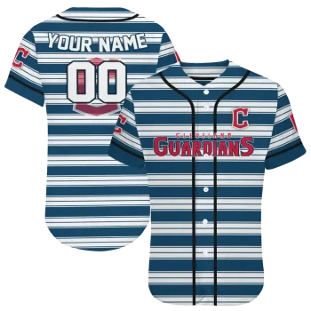 personalized cleveland guardians stripe layers navy blue white jersey best selling