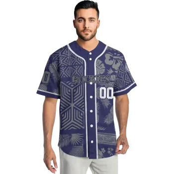 personalized colorado rockies pineapple palm geo blue jersey fashion forward