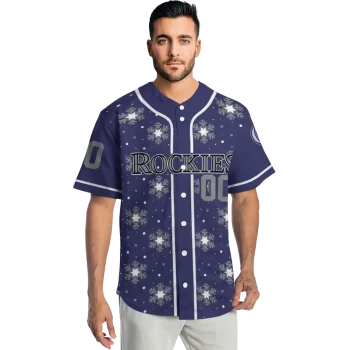 personalized colorado rockies snowflake festive blue jersey fashion forward