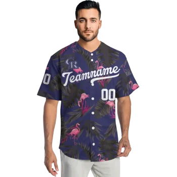 personalized colorado rockies tropical flamingo blue jersey fashion forward