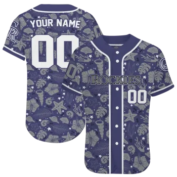 personalized colorado rockies tropical hibiscus seashells blue jersey best selling