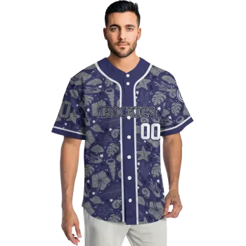 personalized colorado rockies tropical hibiscus seashells blue jersey fashion forward
