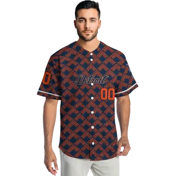 personalized detroit tigers chevron interlock navy jersey fashion forward