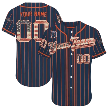 personalized detroit tigers vertical stripes navy jersey best selling