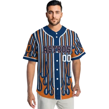 personalized houston astros blazing stripes blue jersey fashion forward