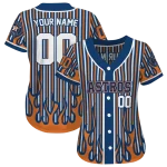 personalized houston astros blazing stripes blue jersey best selling