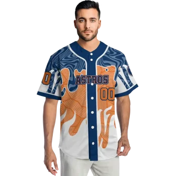 personalized houston astros pattern drip blue white jersey fashion forward
