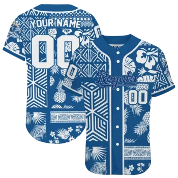 personalized kansas city royals pineapple palm geo royal blue jersey best selling