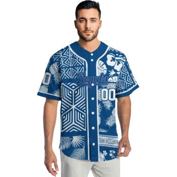 personalized kansas city royals pineapple palm geo royal blue jersey fashion forward