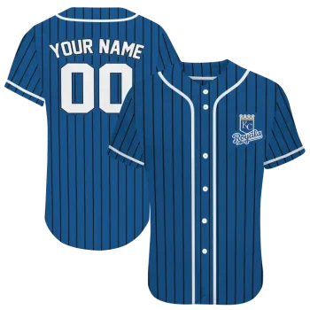 personalized kansas city royals stripe pattern royal blue jersey best selling