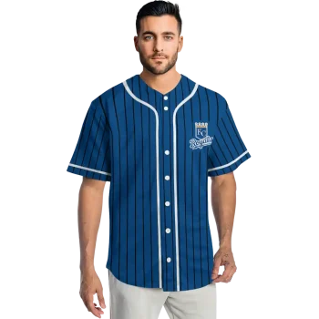 personalized kansas city royals stripe pattern royal blue jersey fashion forward