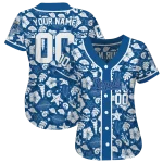 personalized kansas city royals tropical hibiscus seashells royal blue jersey best selling