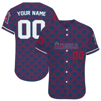 personalized los angeles angels chevron interlock blue jersey best selling