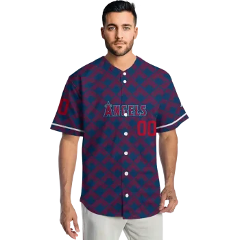 personalized los angeles angels chevron interlock blue jersey fashion forward