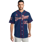 personalized los angeles angels vertical stripes blue jersey best selling